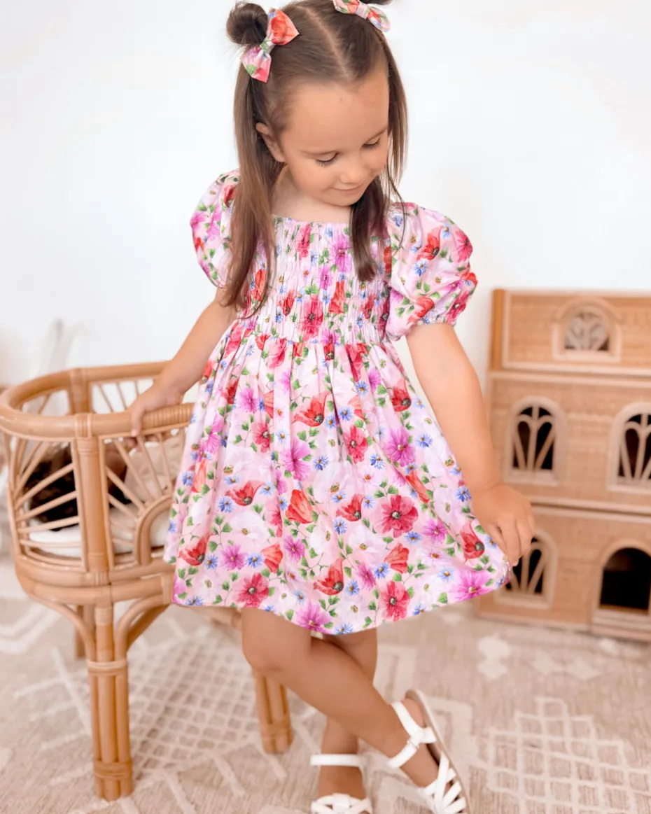 Peach Blossom Girls Floral Dress