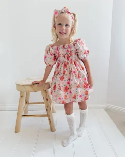 Peach Blossom Girls Floral Dress