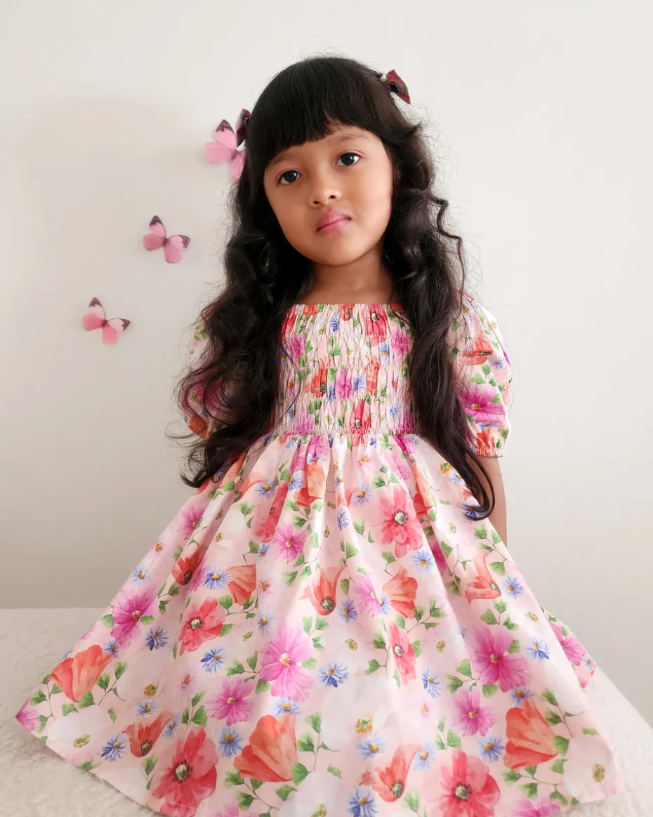 Peach Blossom Girls Floral Dress