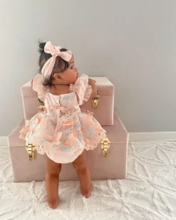 Peach Rose Baby Girl Tulle Hair Accessories
