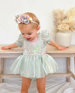Pearl Blue Stretch Baby Girl Flower Crown