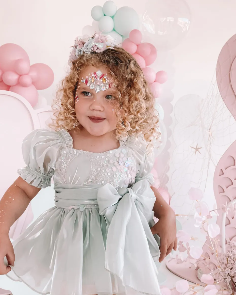 Pearl Blue Stretch Baby Girl Flower Crown
