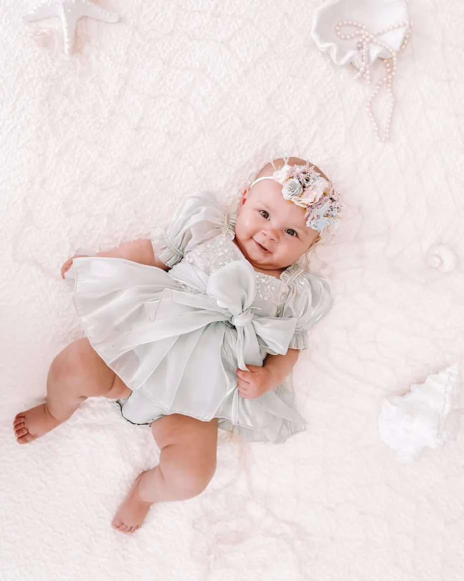 Pearl Blue Stretch Baby Girl Flower Crown