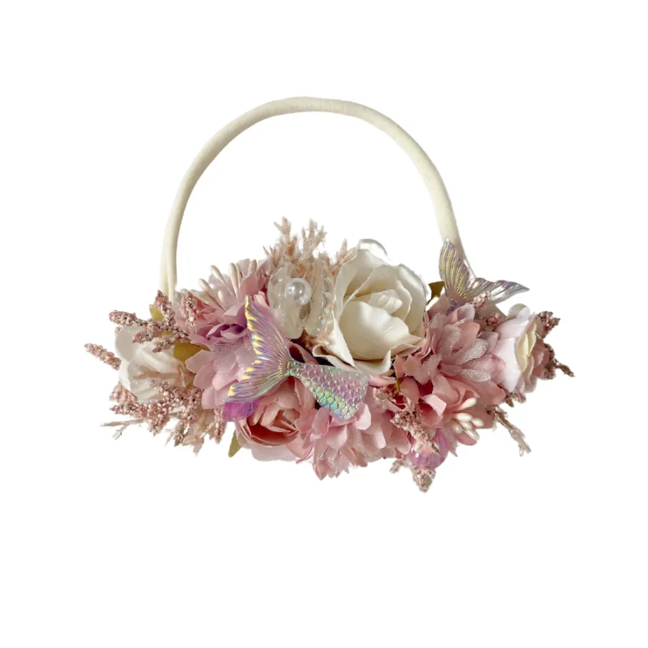 Pearl Pink Stretch Baby Girls Flower Crown