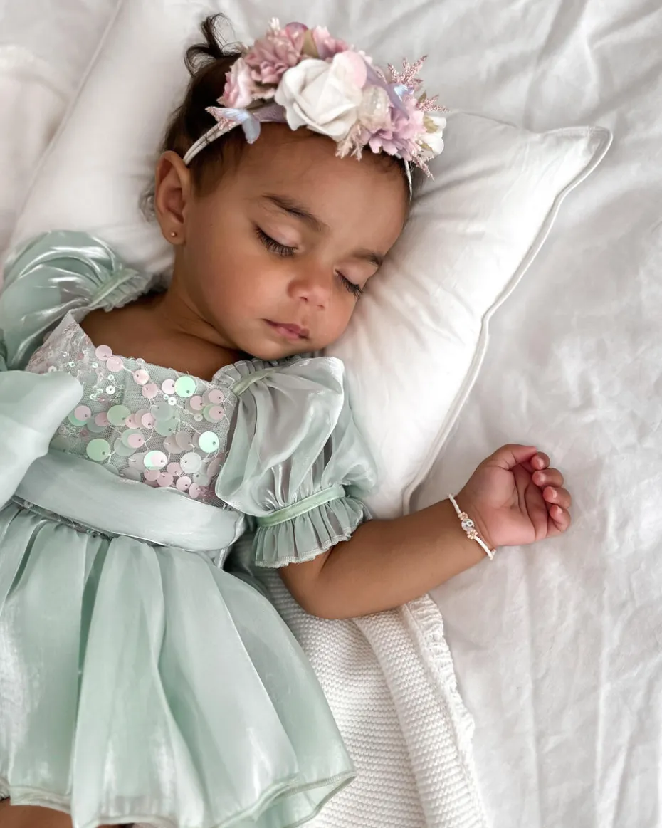 Pearl Pink Stretch Baby Girls Flower Crown