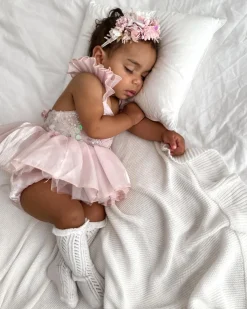 Pearl Pink Stretch Baby Girls Flower Crown