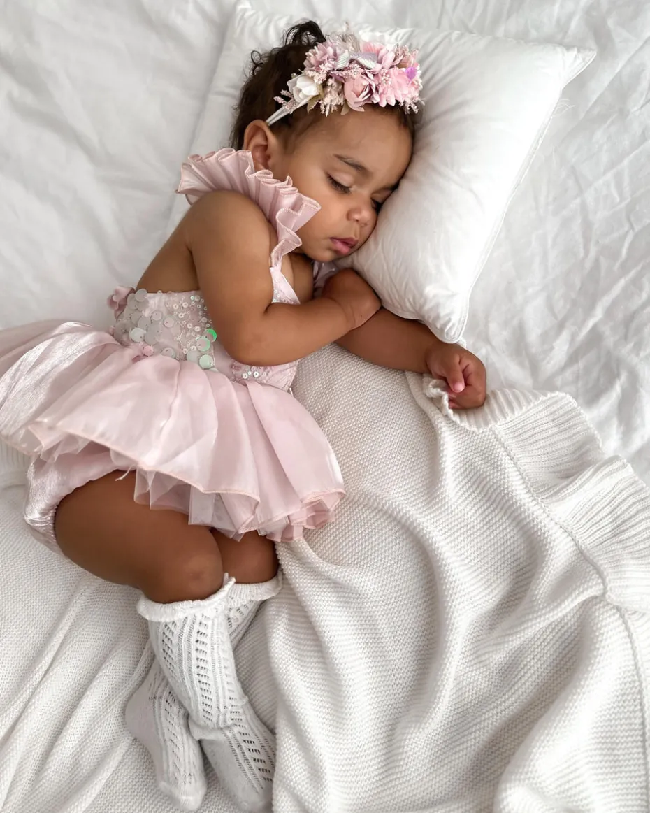 Pearl Pink Stretch Baby Girls Flower Crown