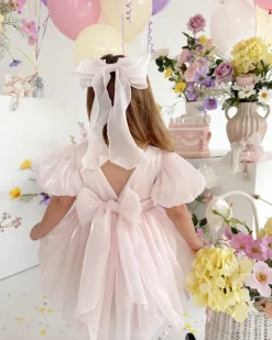 Petal Pink Organza Girls Hair Bow