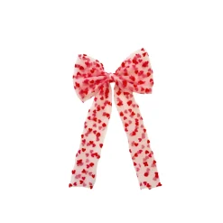 Pink Heart Tulle Girls Hair Bow