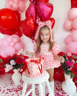 Pink Heart Tulle Girls Hair Bow