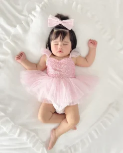 Polly Candy Pink Sequin Baby Girl Romper