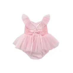 Polly Candy Pink Sequin Baby Girl Romper