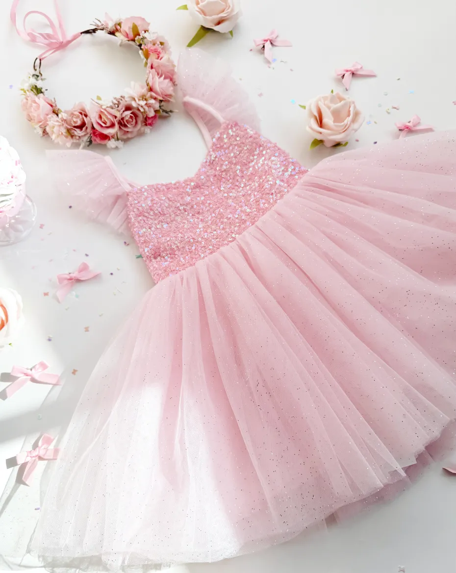 Posey Candy Pink Sequin Girls Party Dress