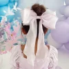 Purple Pearl Organza Girls Hair Bow
