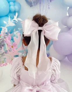 Purple Pearl Organza Girls Hair Bow