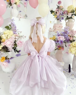 Purple Pearl Organza Girls Hair Bow