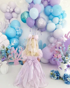 Purple Pearl Organza Girls Hair Bow