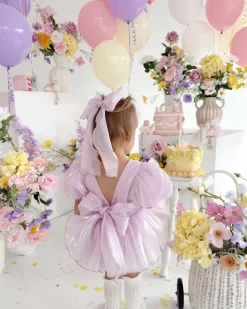 Purple Pearl Organza Girls Hair Bow