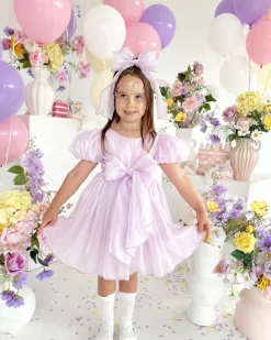 Purple Pearl Organza Girls Hair Bow
