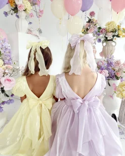 Purple Pearl Organza Girls Hair Bow