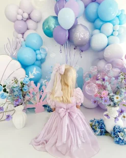 Purple Pearl Organza Girls Hair Bow