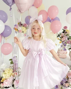Purple Pearl Organza Girls Hair Bow