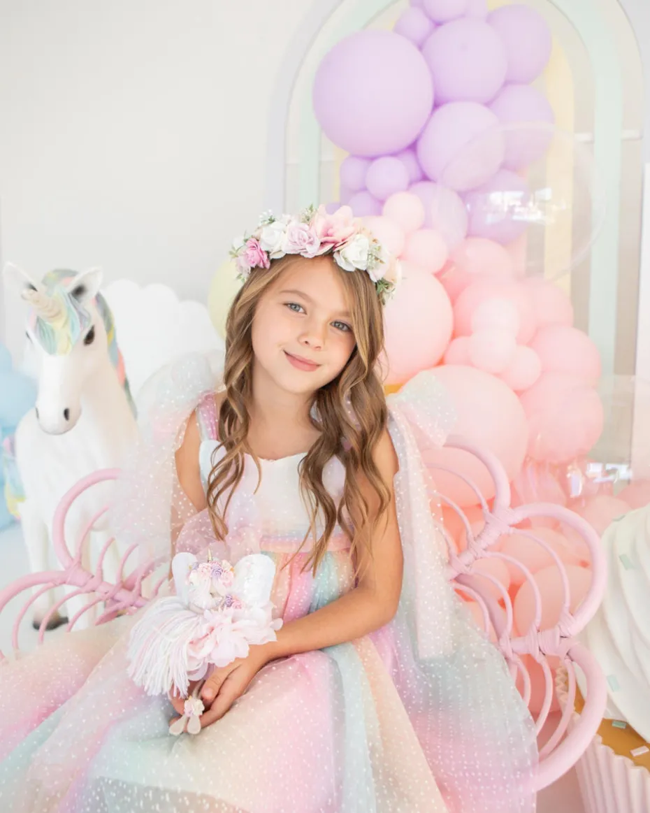 Rainbow Fairy Floss Girls Party Dress