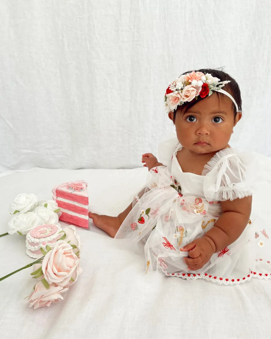 Raspberry Rose Stretch Baby Girls Flower Crown