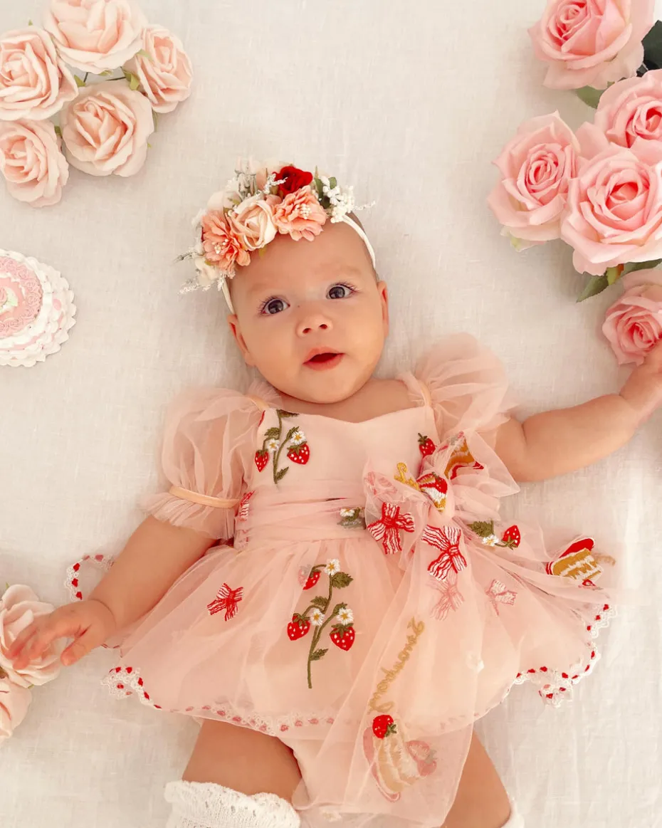 Raspberry Rose Stretch Baby Girls Flower Crown