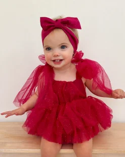 Ruby Red Sparkle Baby Girl Tulle Hair Accessories