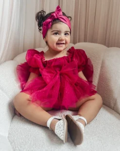 Ruby Red Sparkle Baby Girl Tulle Hair Accessories