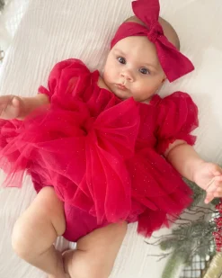 Ruby Red Sparkle Baby Girl Tulle Hair Accessories