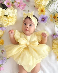 Scarlette Rose Canary Lemon Baby Girl Romper