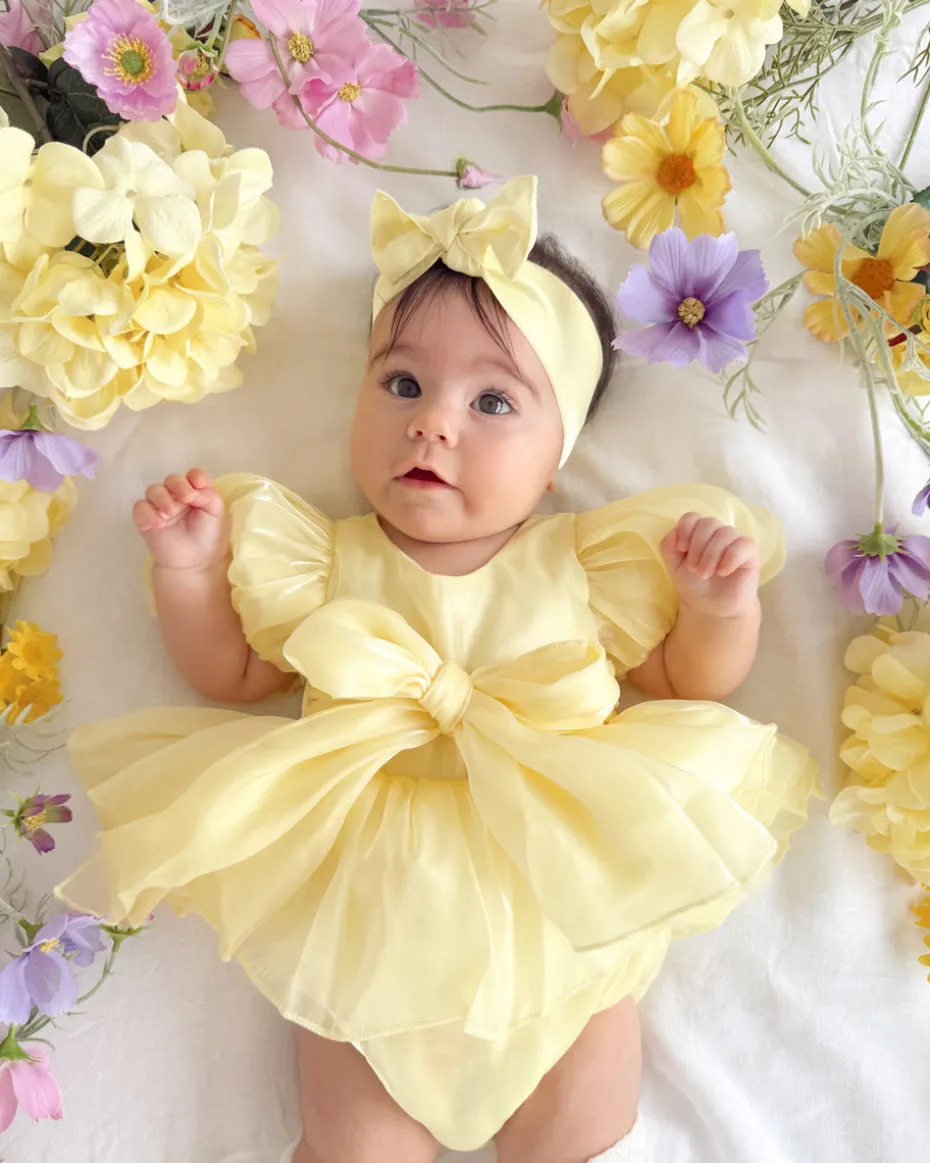 Scarlette Rose Canary Lemon Baby Girl Romper