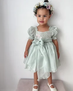 Shell Cove Sequin Green Girls Party Dress