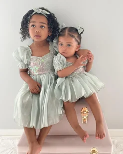 Shell Cove Sequin Green Girls Party Dress