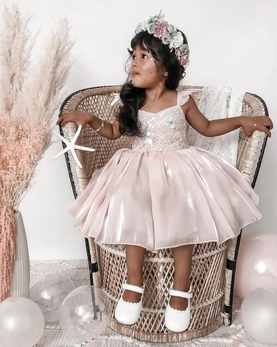 Shell Cove Sequin Pink Girls Party Dress