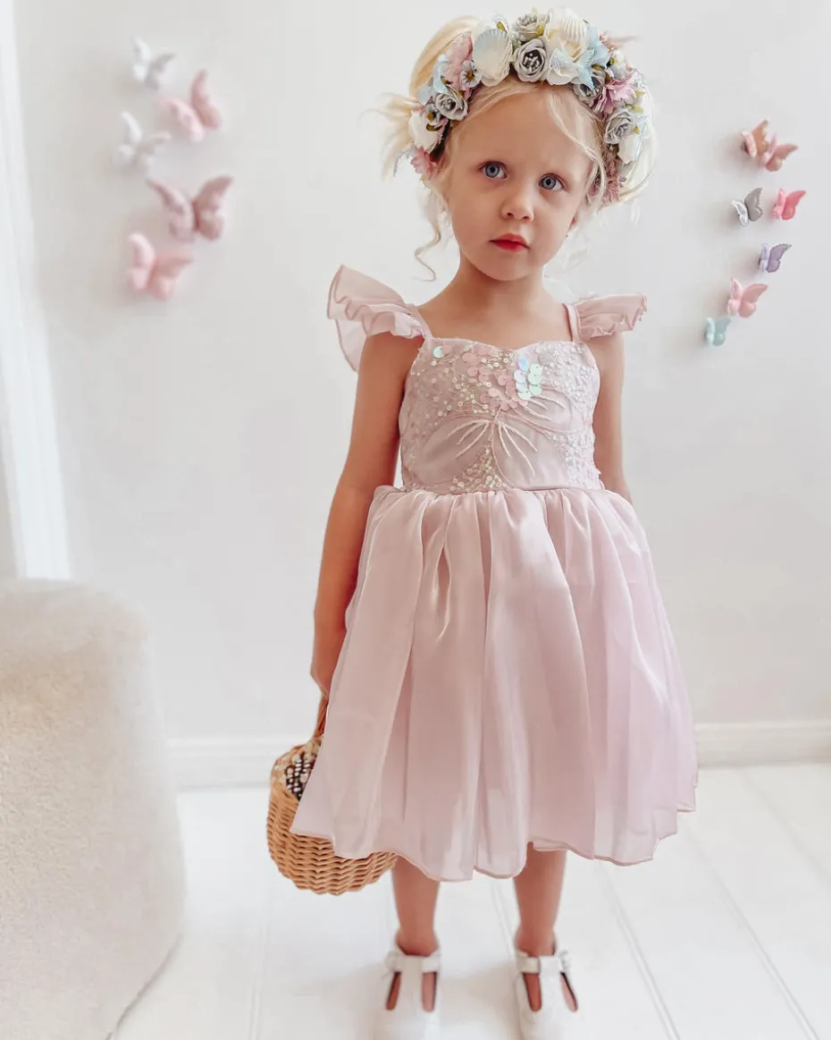 Shell Cove Sequin Pink Girls Party Dress