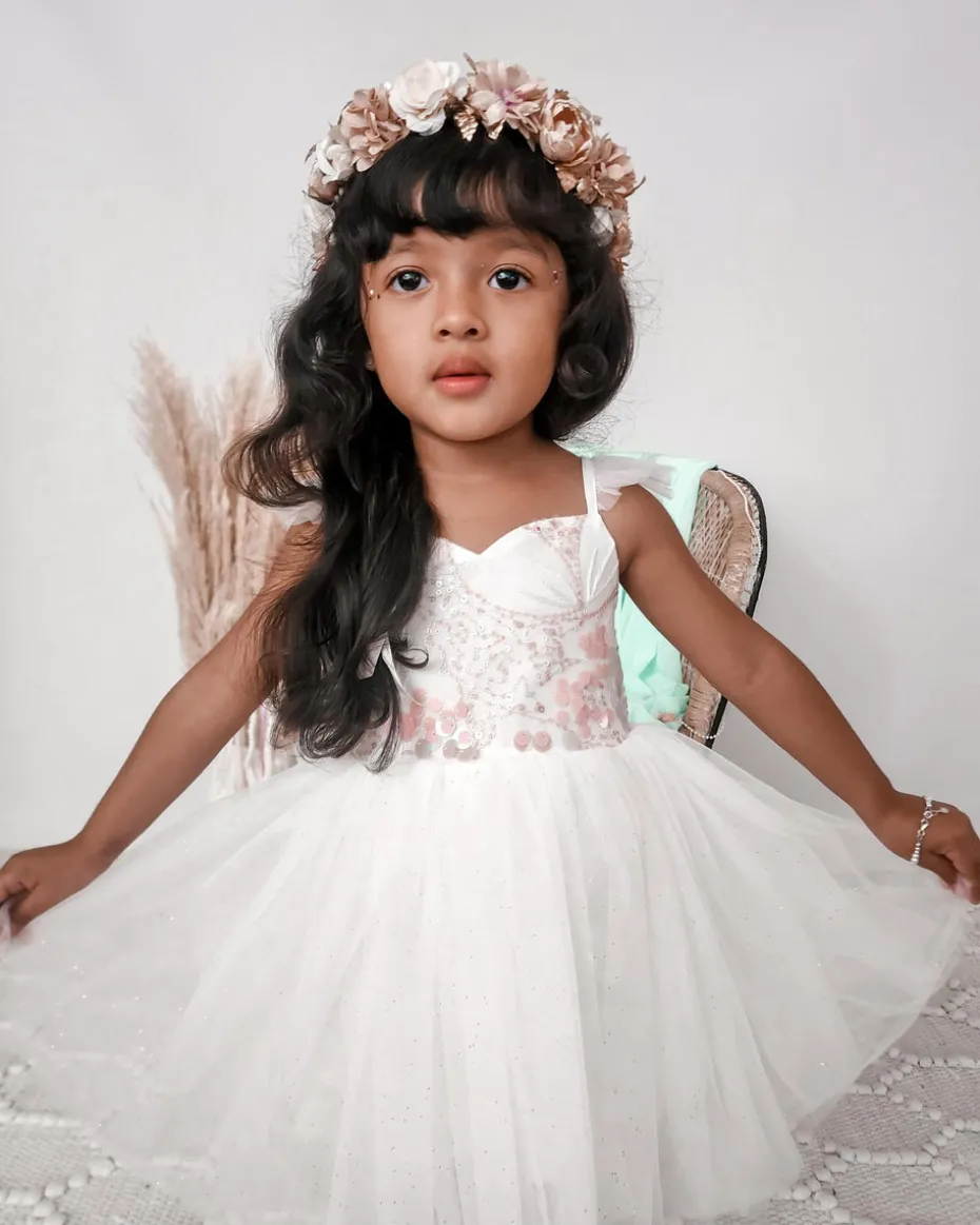 Starfish White Sparkle Sequin Girls Party Dress