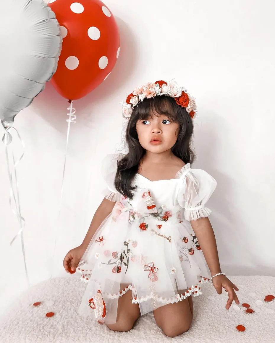 Strawberry Fields White Baby Girl Romper