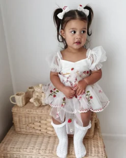 Strawberry Fields White Baby Girl Romper