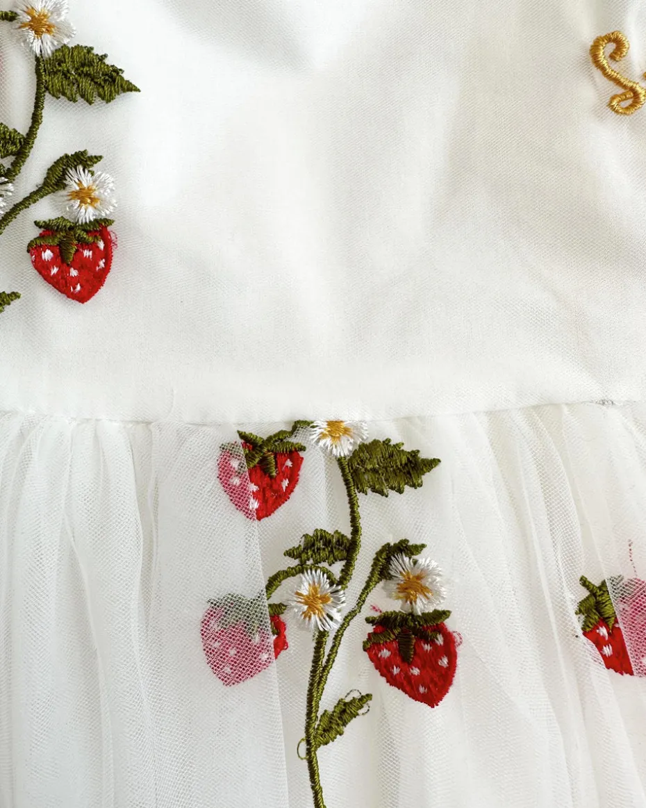 Strawberry Fields White Baby Girl Romper