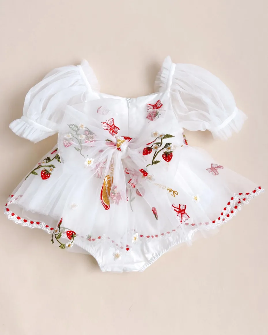 Strawberry Fields White Baby Girl Romper