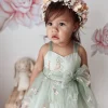 Sugar Plum Forest Green Baby Girl Romper