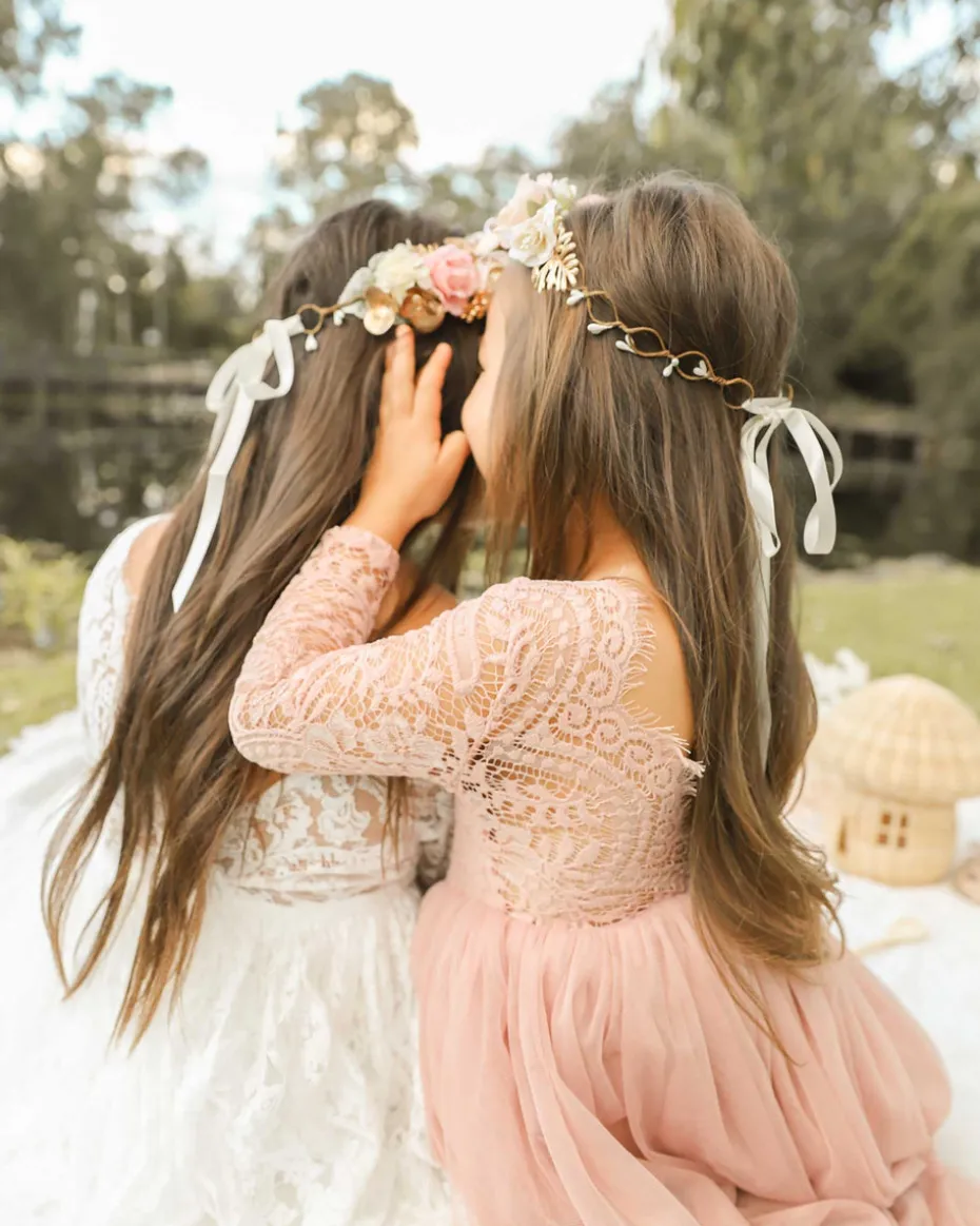 Swan Dusty Rose Flower Girl Dress