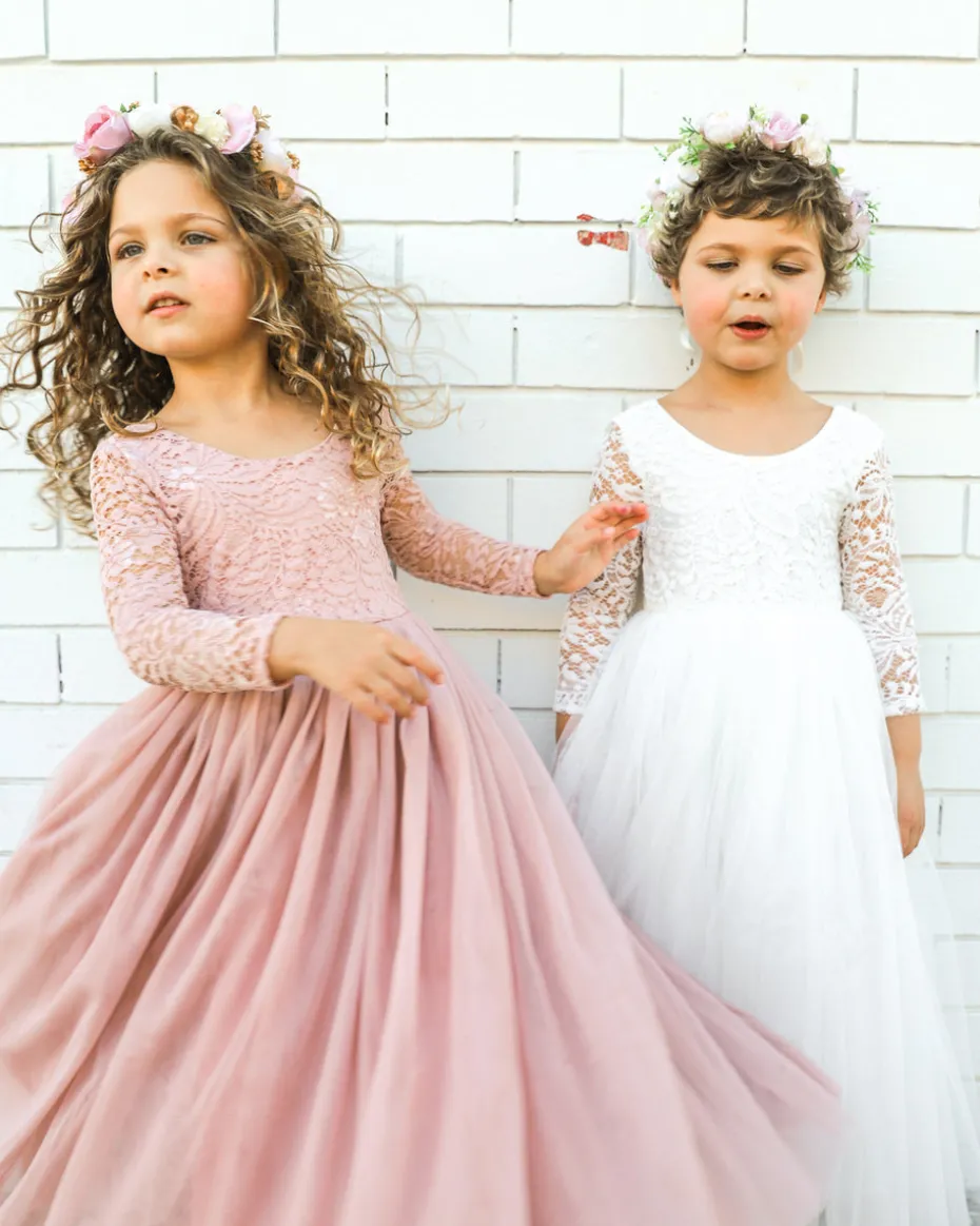 Swan Dusty Rose Flower Girl Dress