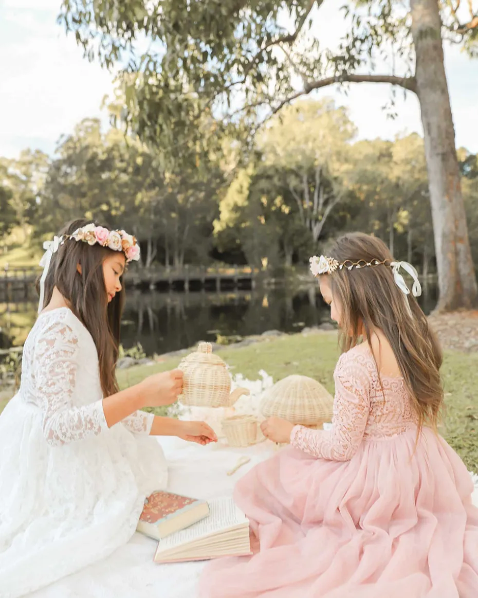 Swan Dusty Rose Flower Girl Dress