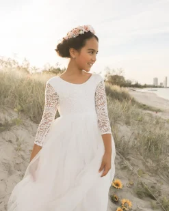 Swan White Flower Girl Lace Dress