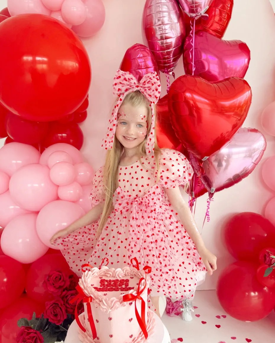 Sweetheart Pink Heart Girls Party Dress