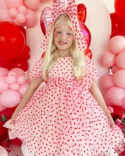 Sweetheart Pink Heart Girls Party Dress